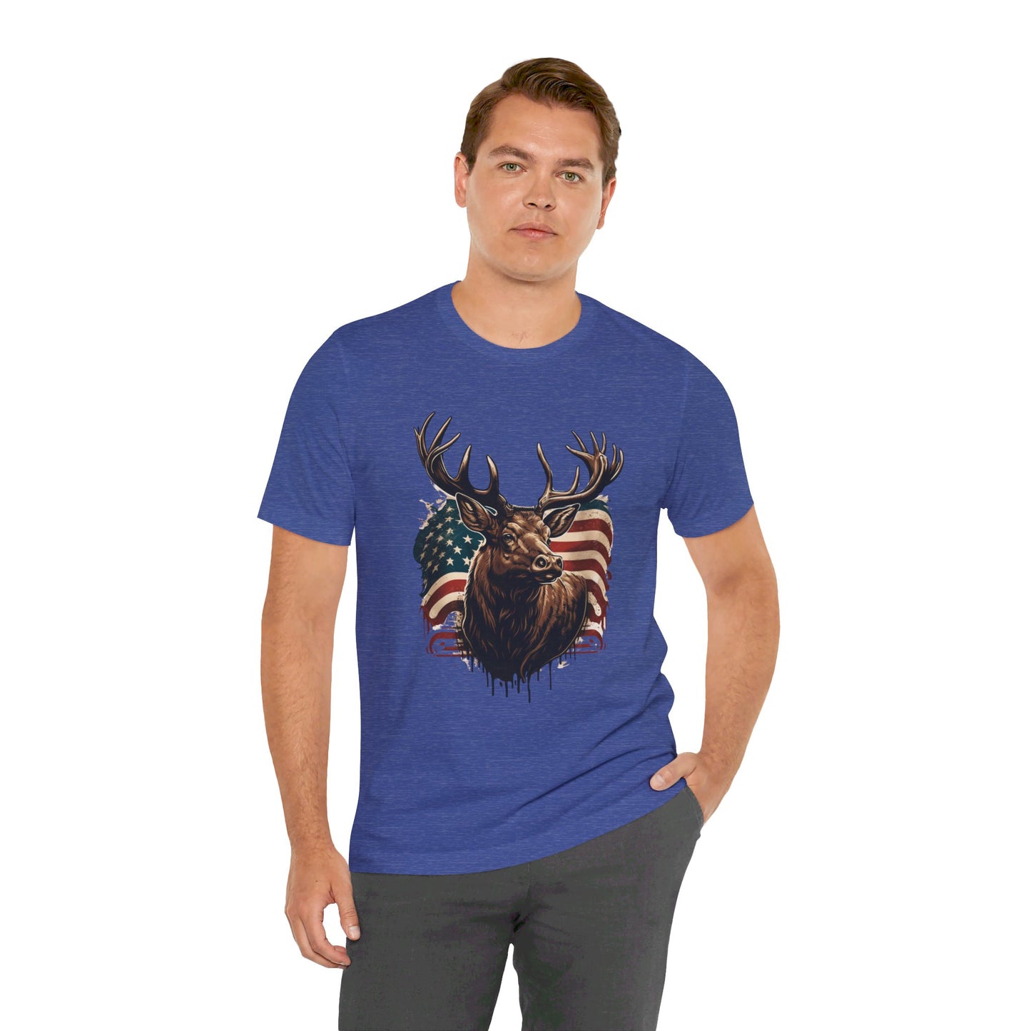 Flag & Elk Unisex Jersey Short Sleeve Tee