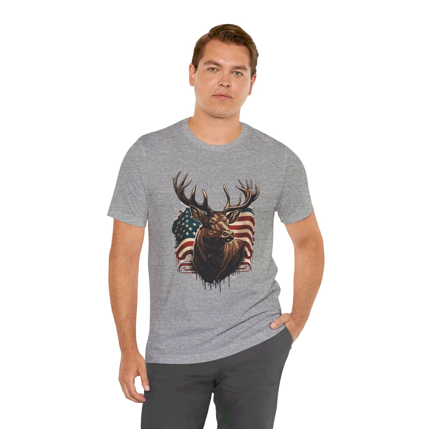 Flag & Elk Unisex Jersey Short Sleeve Tee