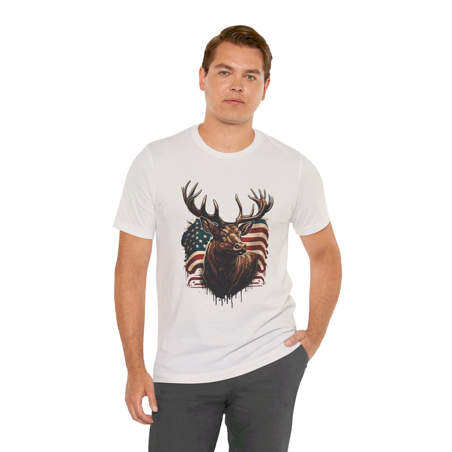 Flag & Elk Unisex Jersey Short Sleeve Tee