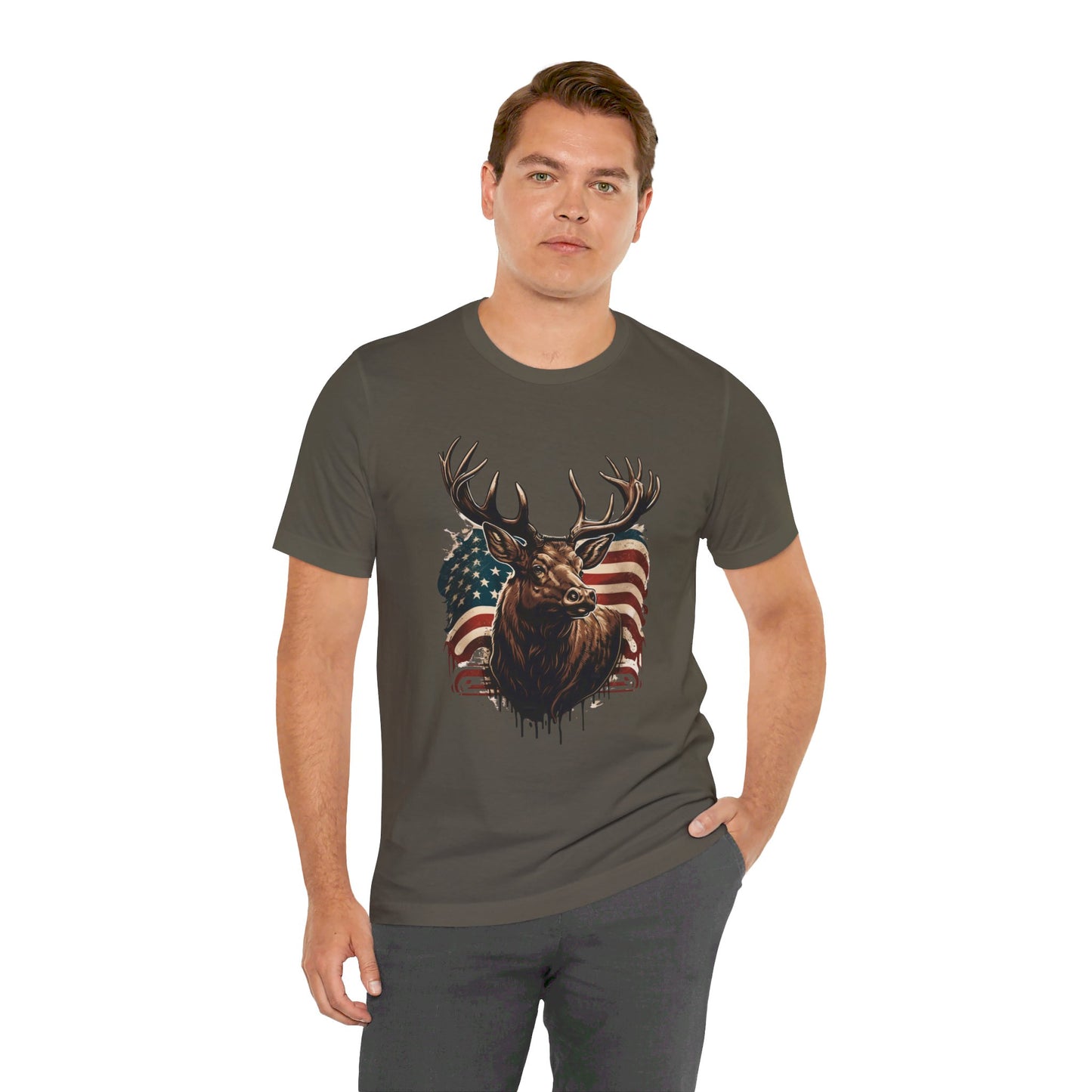 Flag & Elk Unisex Jersey Short Sleeve Tee