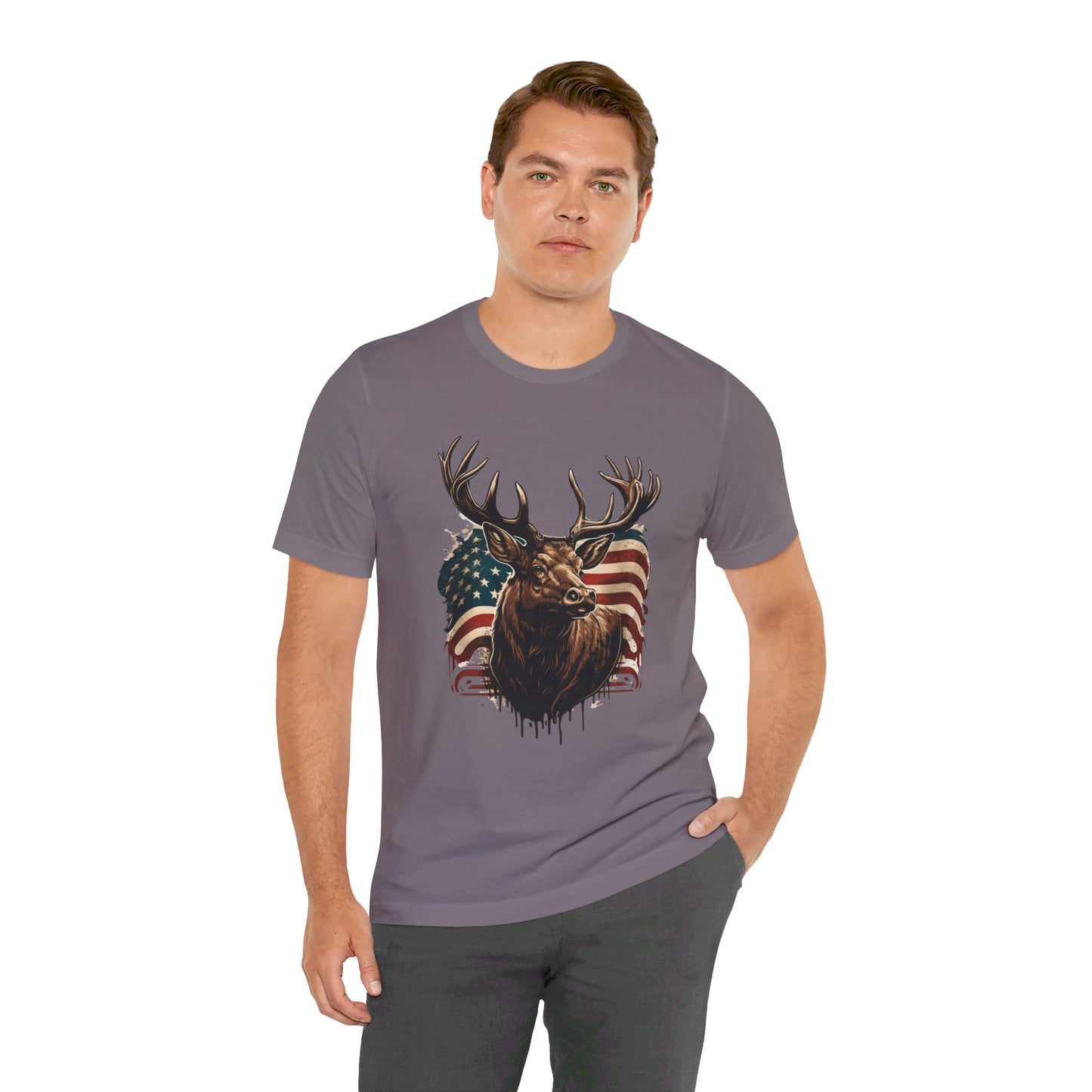 Flag & Elk Unisex Jersey Short Sleeve Tee
