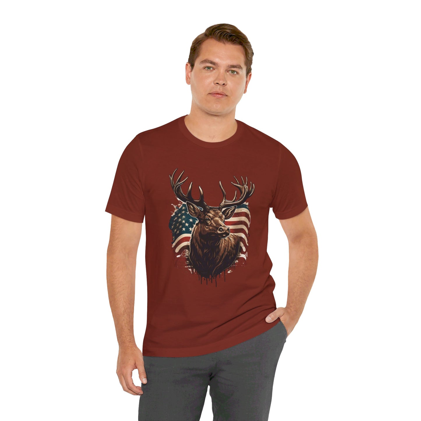 Flag & Elk Unisex Jersey Short Sleeve Tee