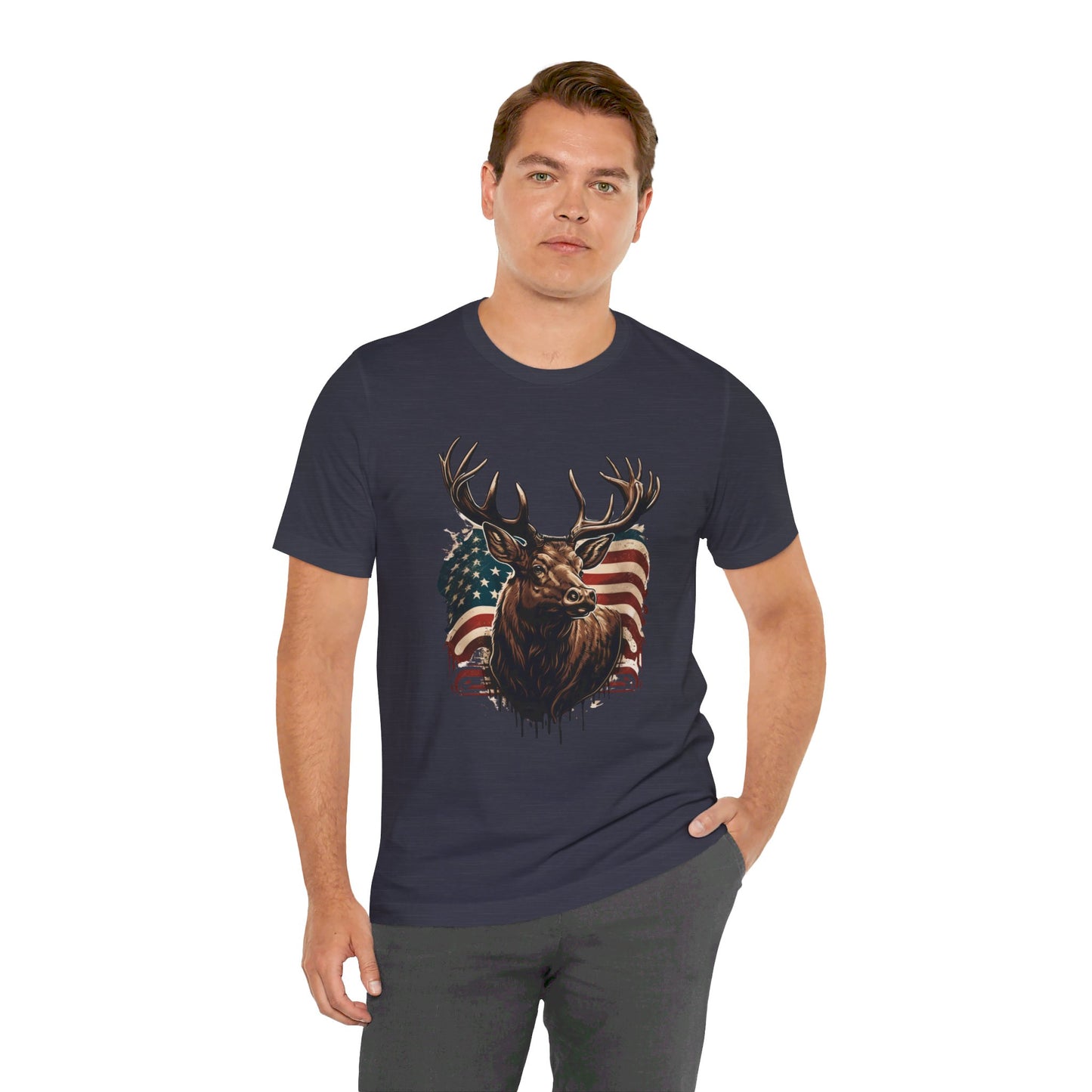 Flag & Elk Unisex Jersey Short Sleeve Tee