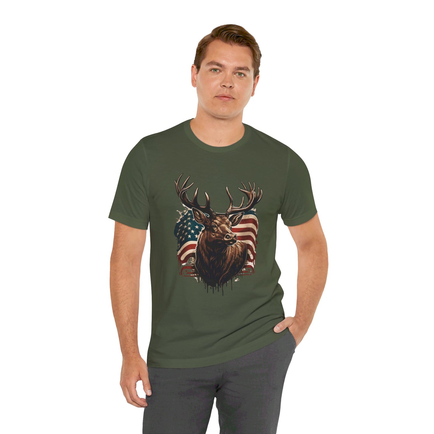 Flag & Elk Unisex Jersey Short Sleeve Tee
