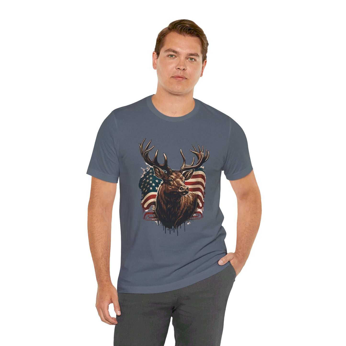Flag & Elk Unisex Jersey Short Sleeve Tee