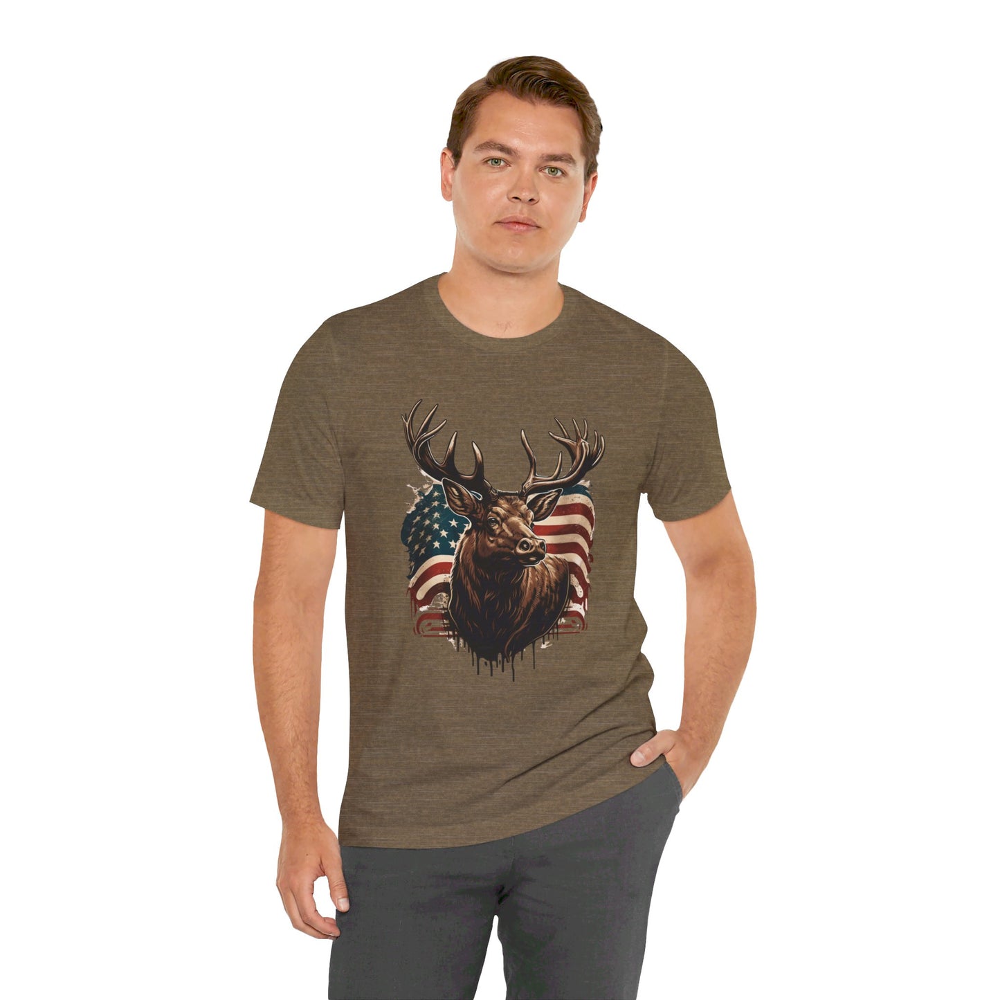 Flag & Elk Unisex Jersey Short Sleeve Tee