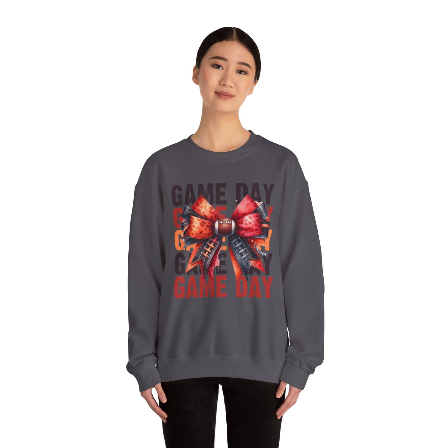 Game Day bow Red/ Black   Unisex Heavy Blend™ Crewneck Sweatshirt