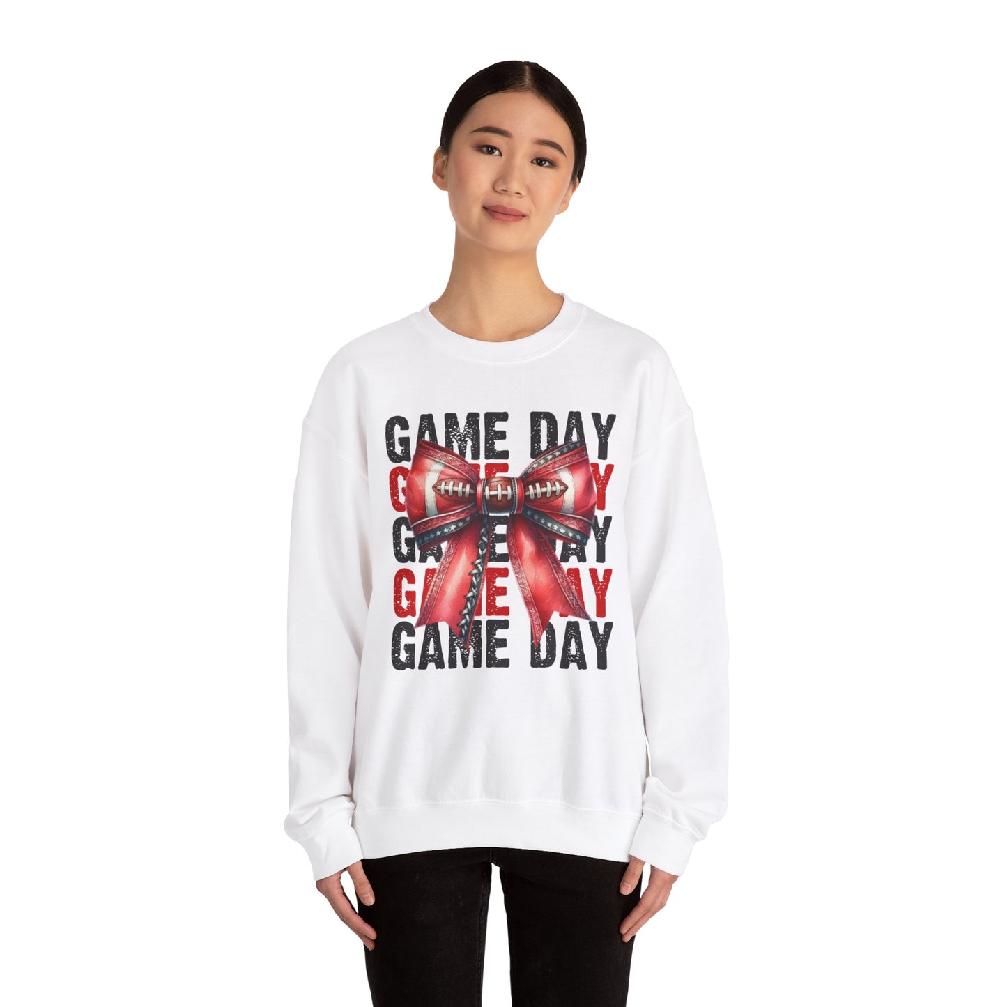 Game Day bow BLACK/RED   Unisex Heavy Blend™ Crewneck Sweatshirt