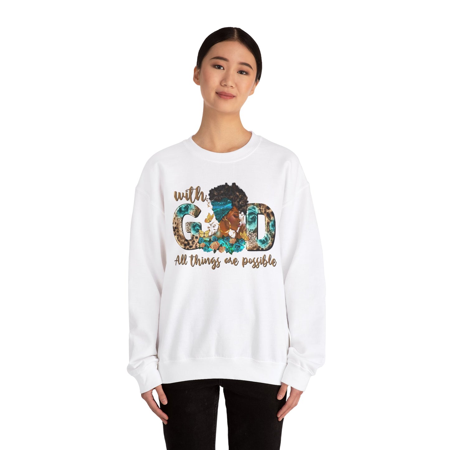 With God all things are possible Unisex Heavy Blend™ Crewneck Sweatshirt