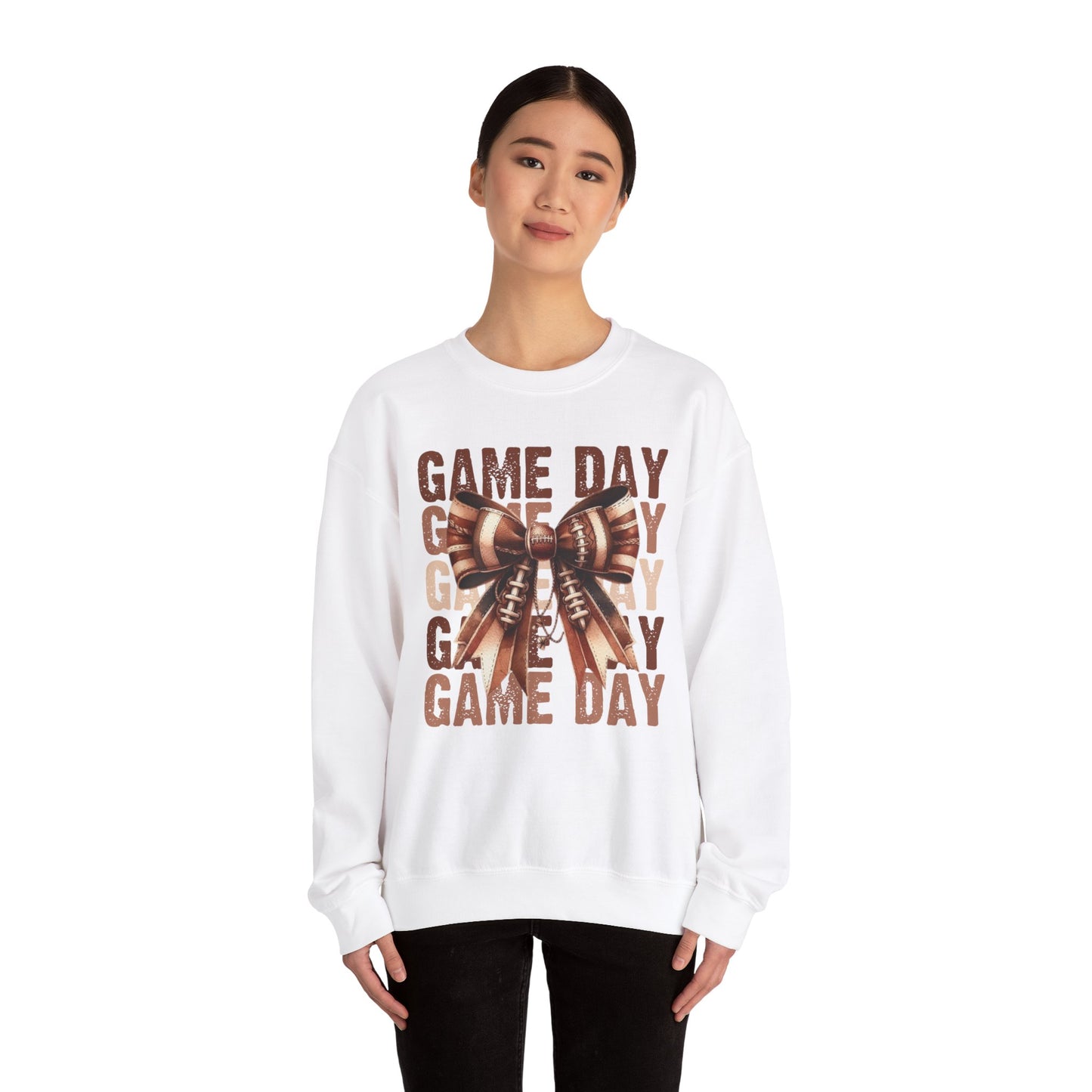 Game Day bow BROWN/TAN   Unisex Heavy Blend™ Crewneck Sweatshirt