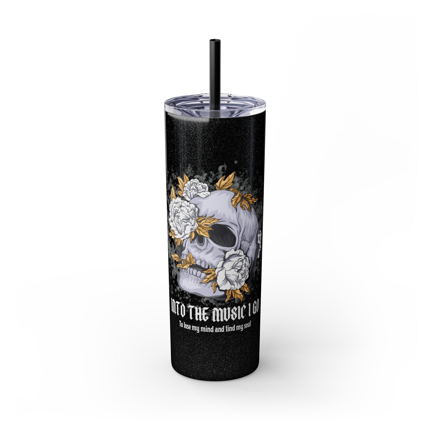 Cristal Skull Music  Skinny Tumbler with Straw, 20oz