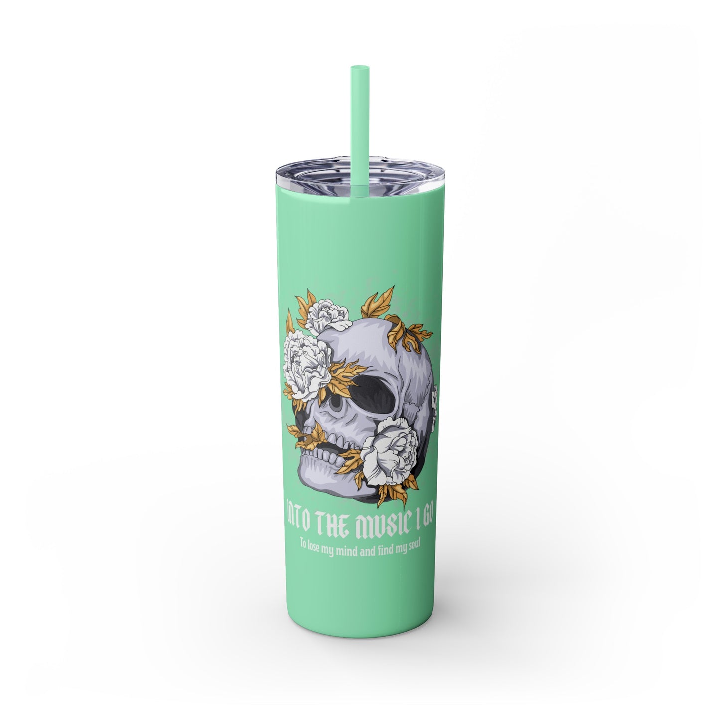 Cristal Skull Music  Skinny Tumbler with Straw, 20oz