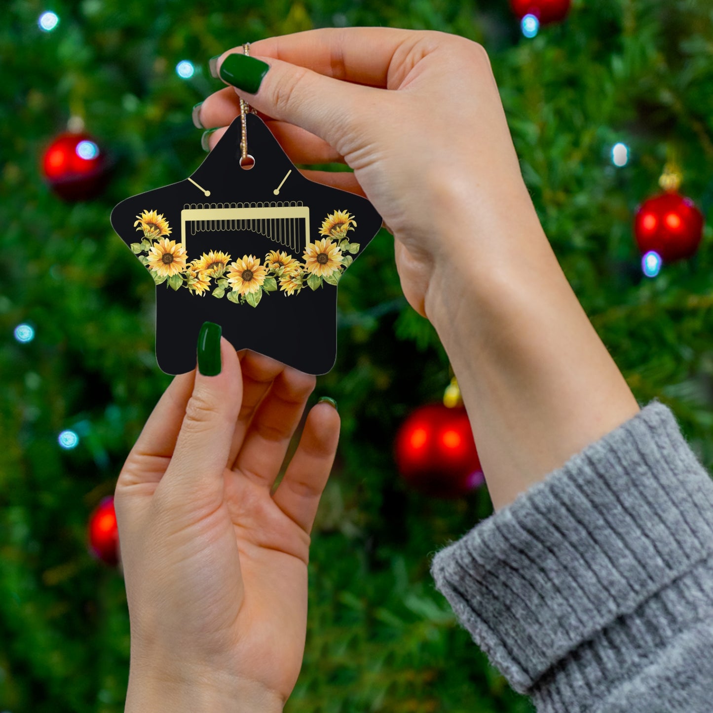 Marimba & sunflowers Ceramic Ornament, 4 Shapes