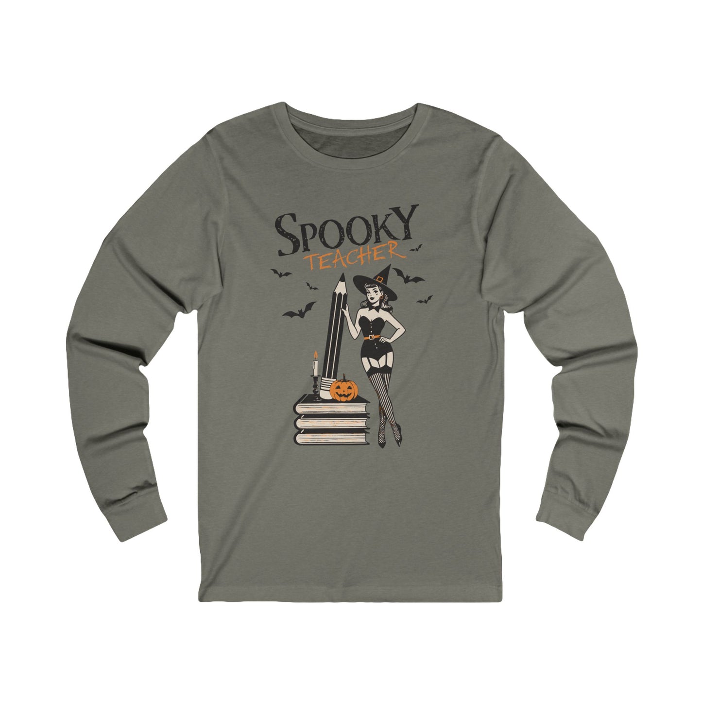 Spooky Teacher vintage Unisex Jersey Long Sleeve Tee