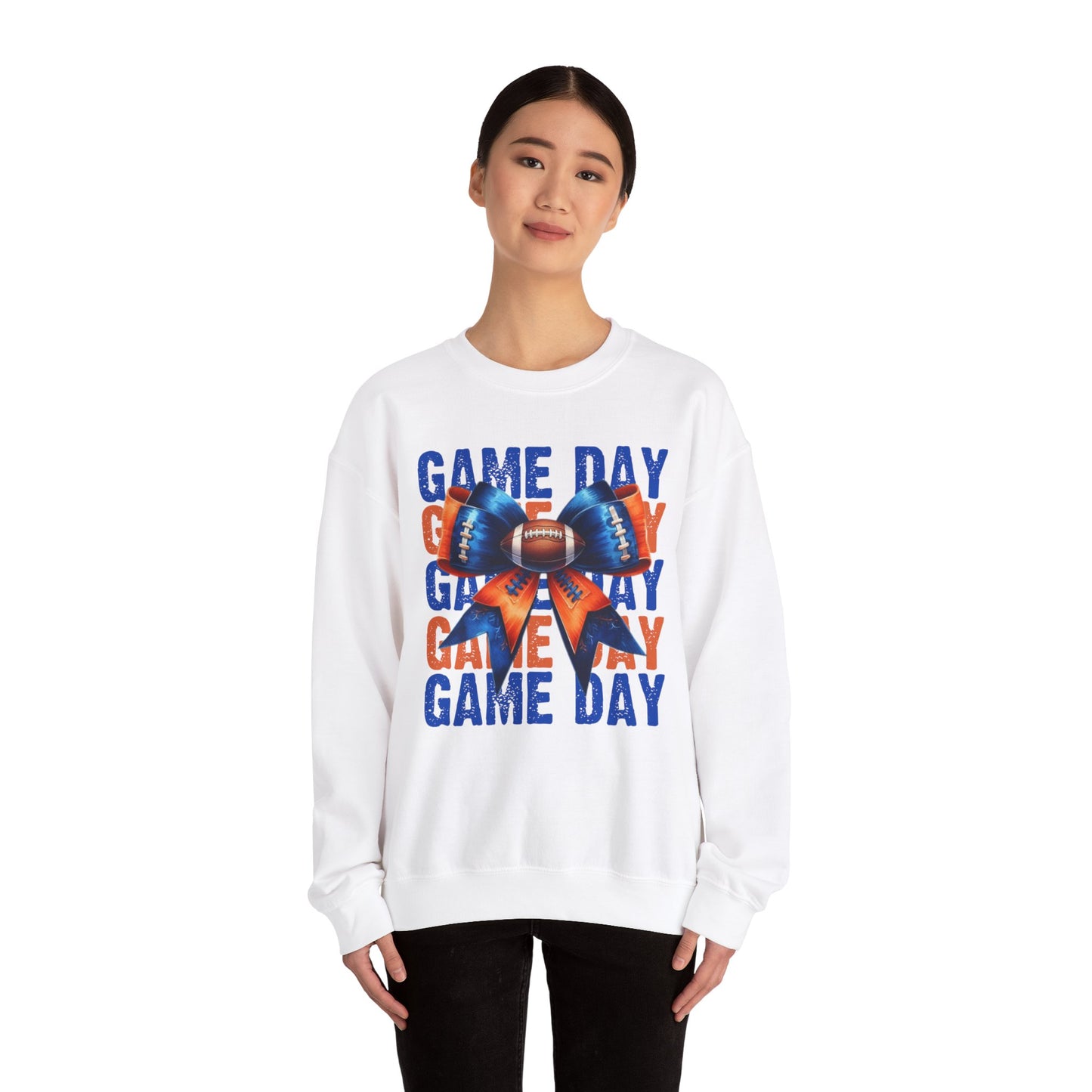 Game Day bow BLUE/ORANGE   Unisex Heavy Blend™ Crewneck Sweatshirt