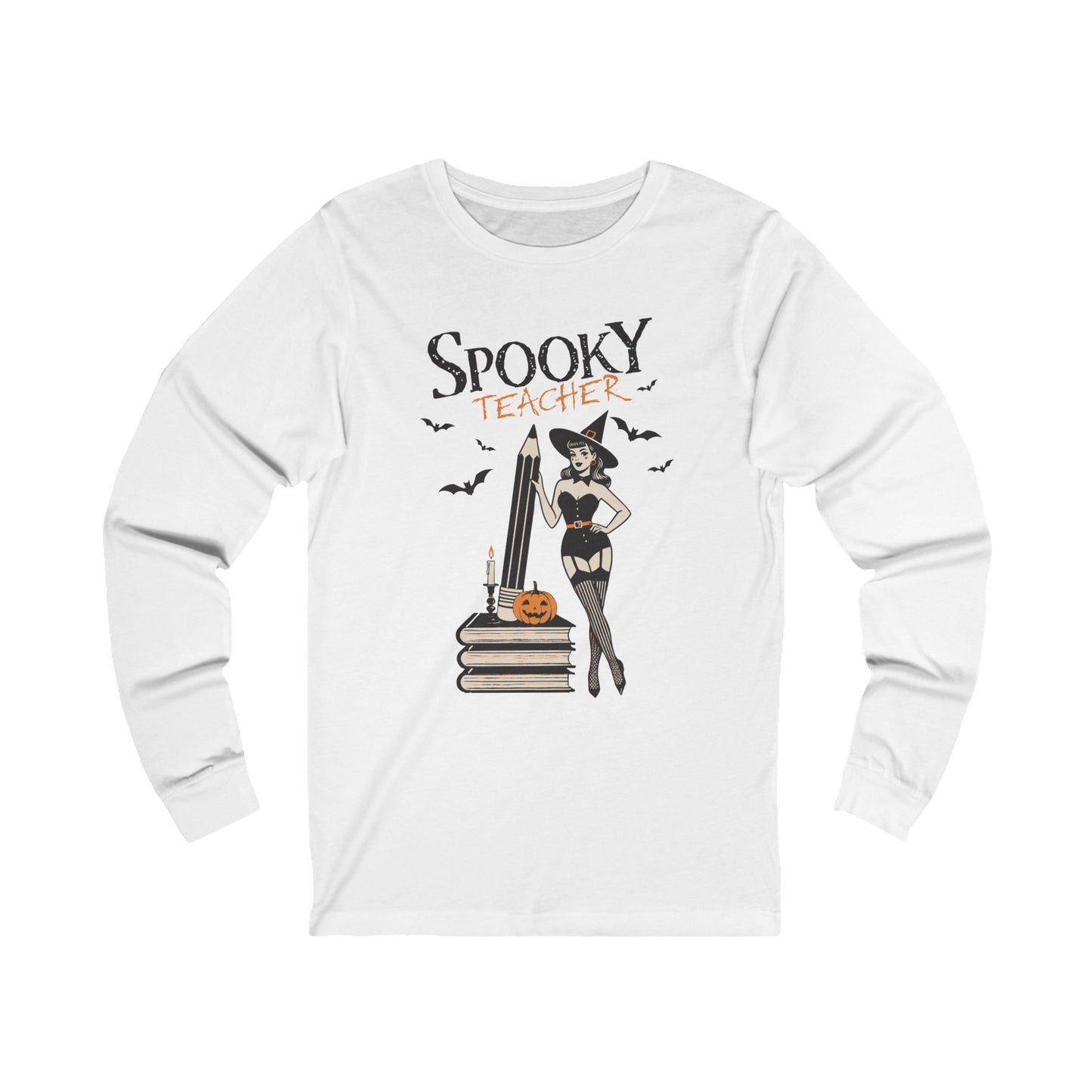 Spooky Teacher vintage Unisex Jersey Long Sleeve Tee