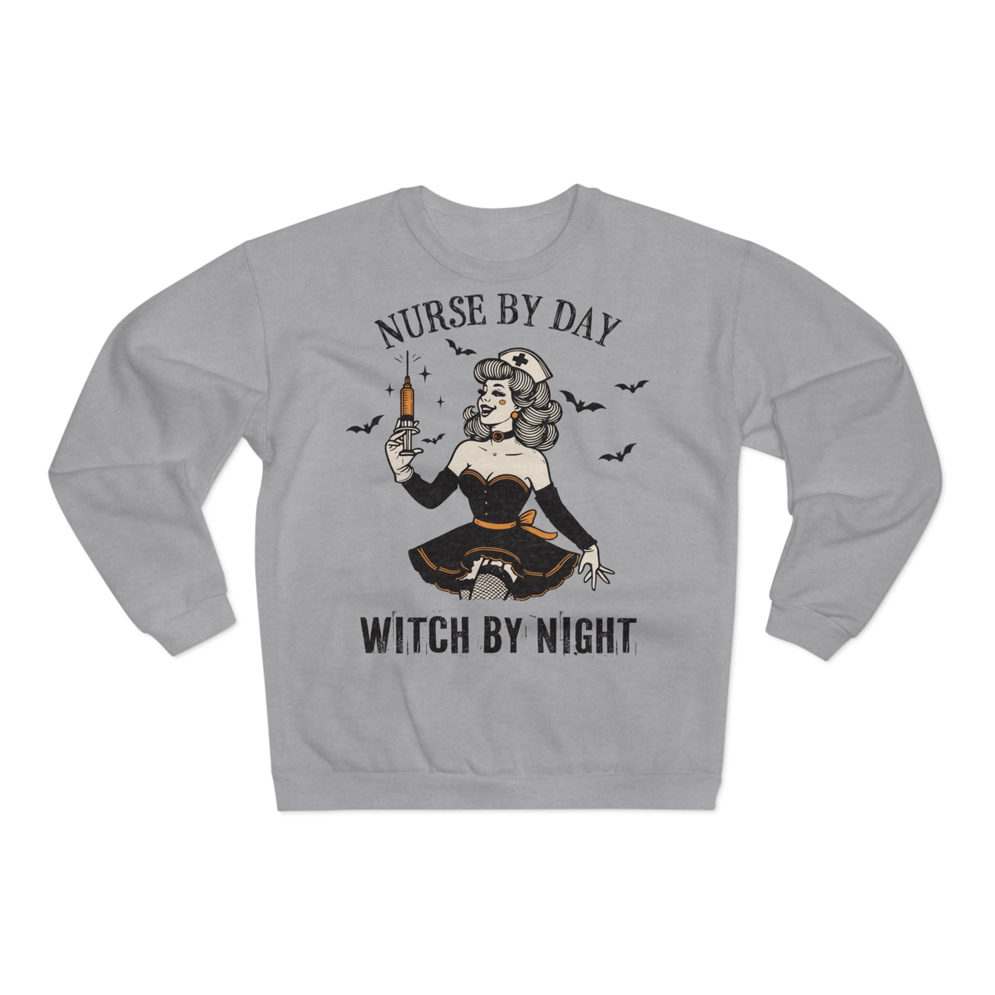 Nurse by Day, Witch by Night vintage Unisex Crew Neck Sweatshirt (EU)