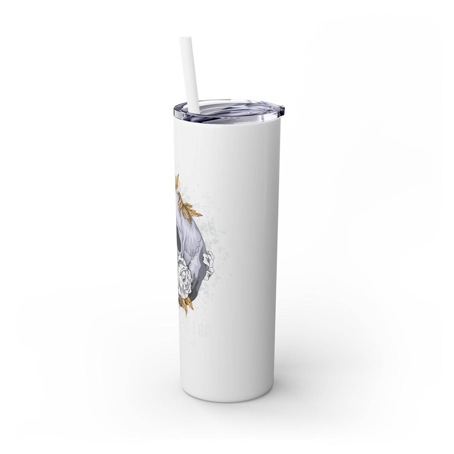 Cristal Skull Music  Skinny Tumbler with Straw, 20oz