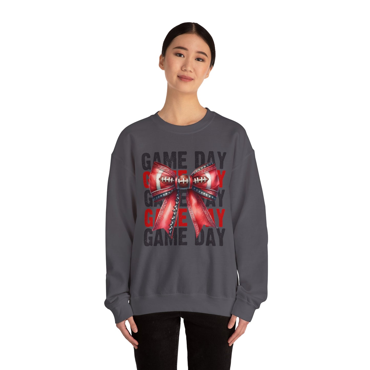 Game Day bow BLACK/RED   Unisex Heavy Blend™ Crewneck Sweatshirt