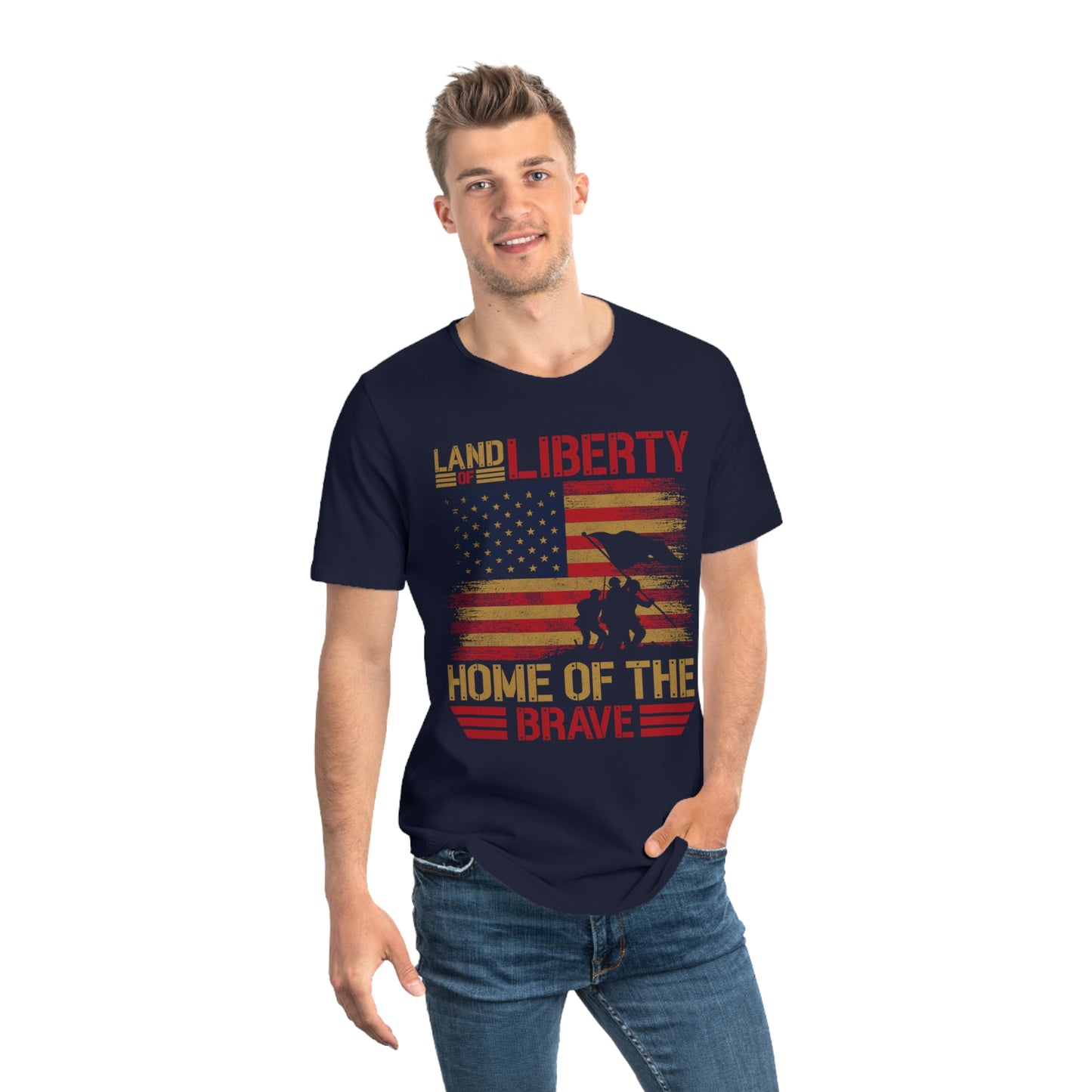 Home of the Brave  Men's Jersey Curved Hem Tee