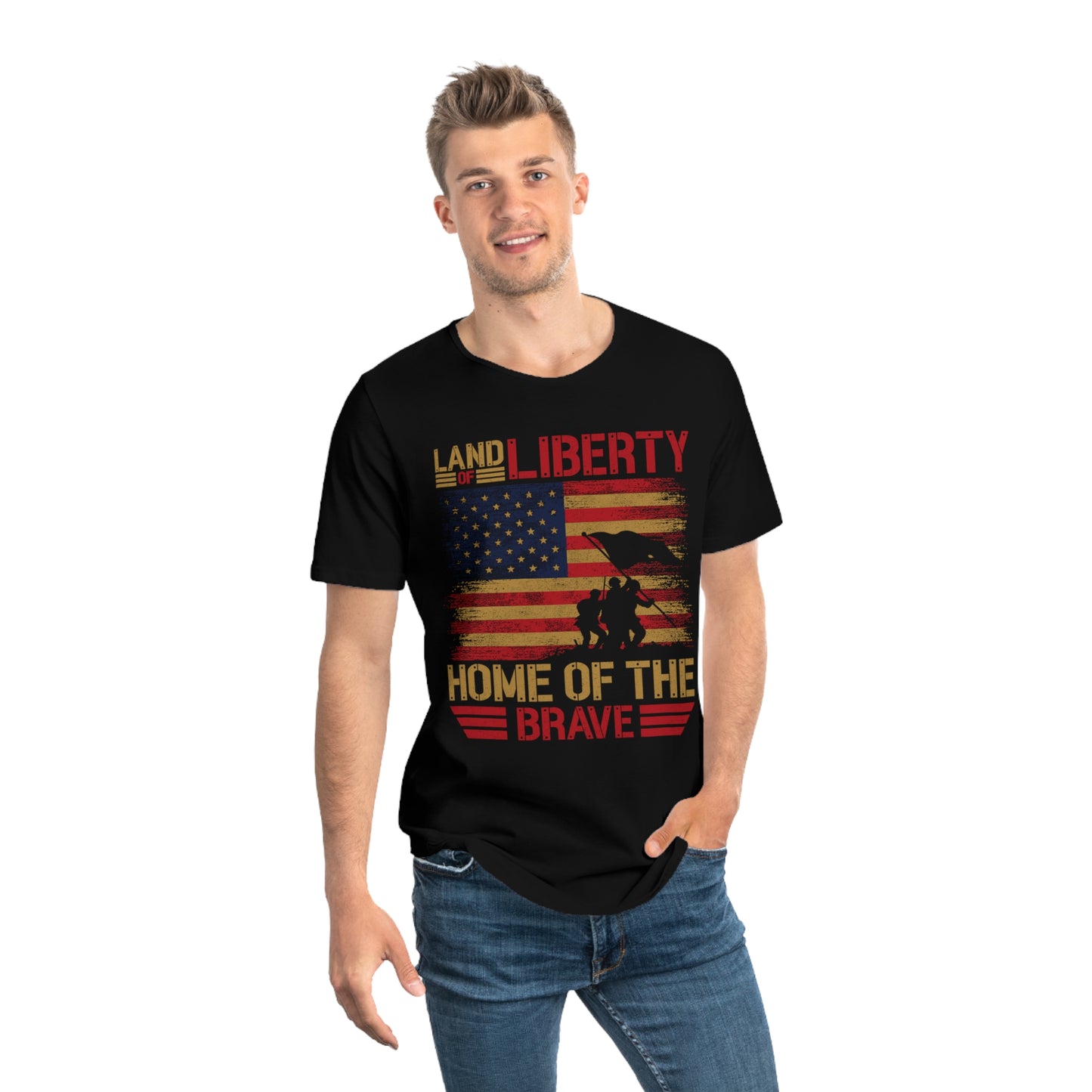 Home of the Brave  Men's Jersey Curved Hem Tee