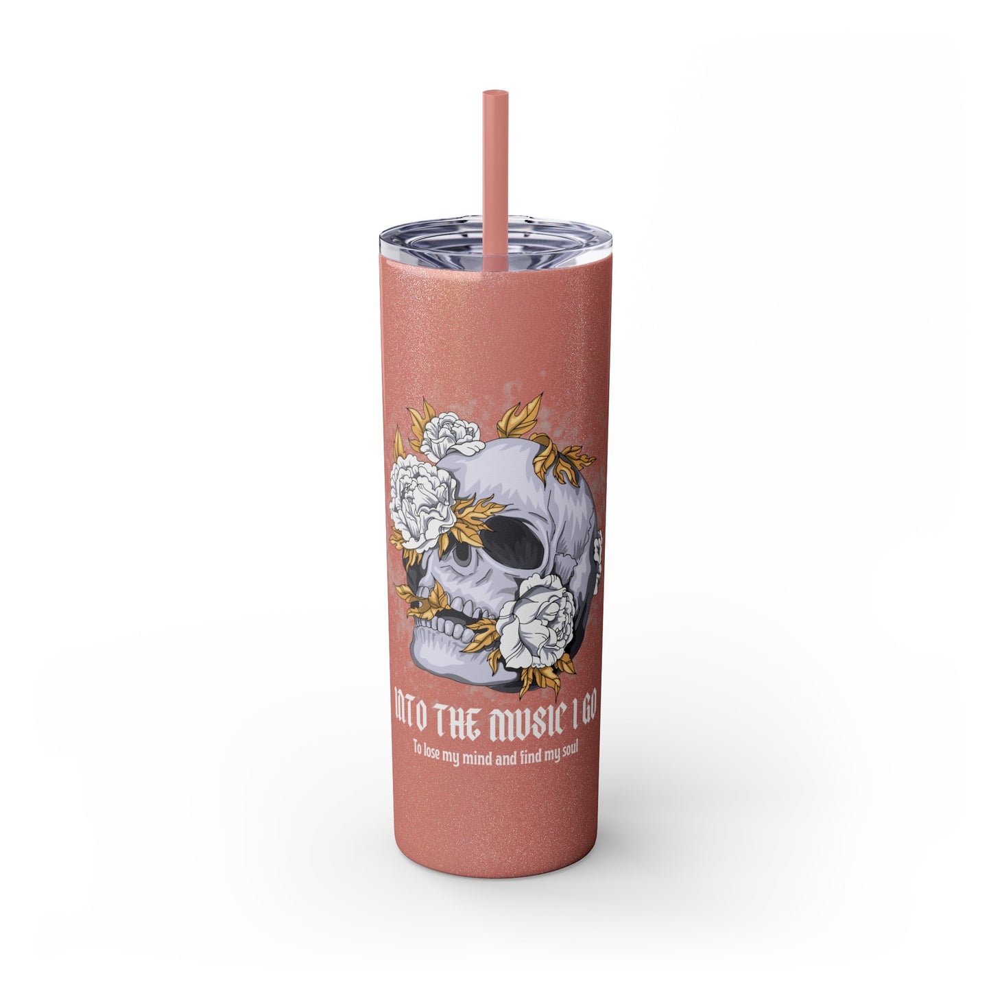 Cristal Skull Music  Skinny Tumbler with Straw, 20oz