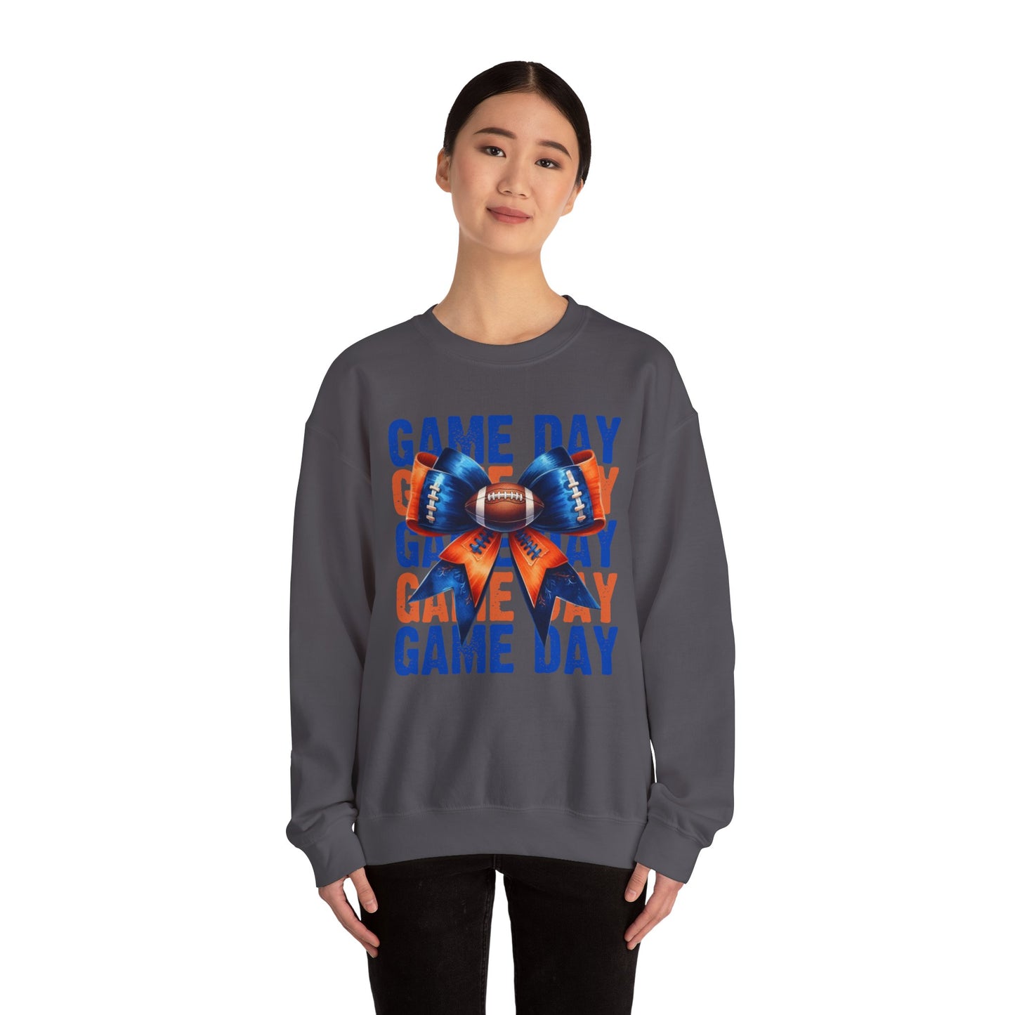 Game Day bow BLUE/ORANGE   Unisex Heavy Blend™ Crewneck Sweatshirt