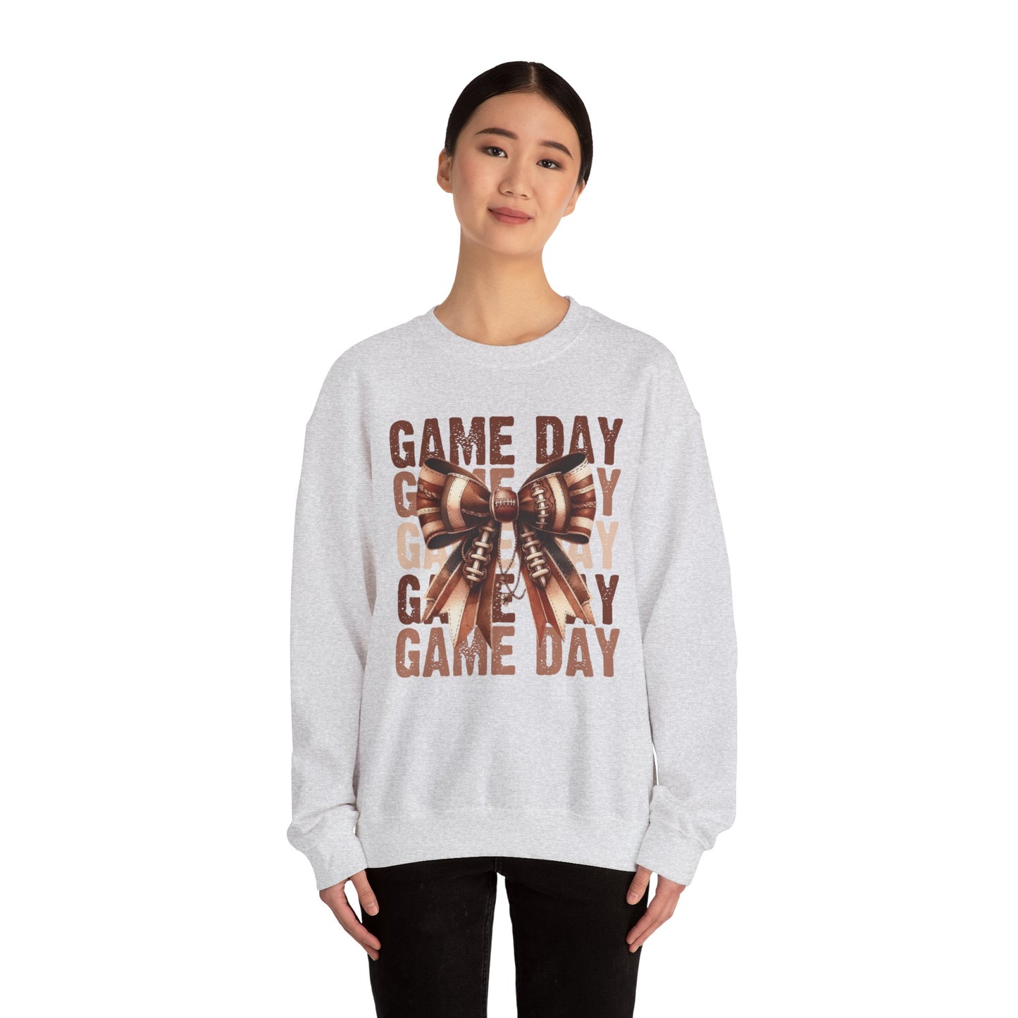 Game Day bow BROWN/TAN   Unisex Heavy Blend™ Crewneck Sweatshirt