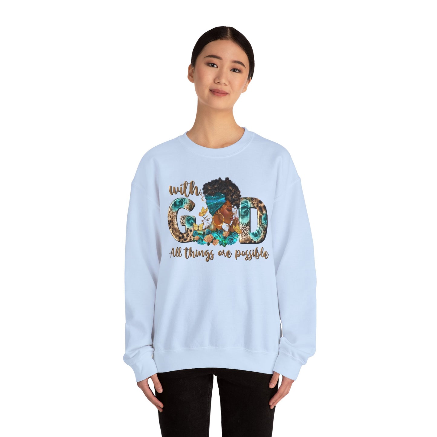 With God all things are possible Unisex Heavy Blend™ Crewneck Sweatshirt