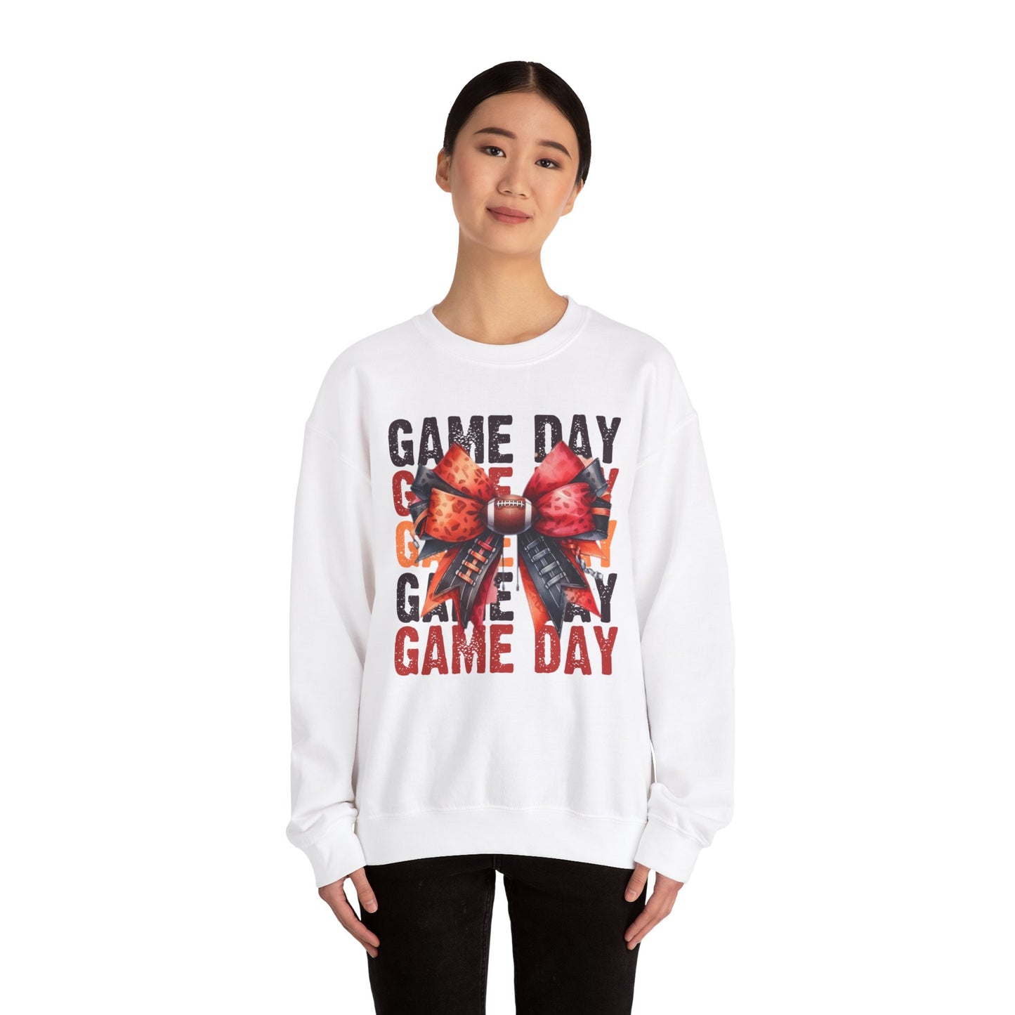 Game Day bow Red/ Black   Unisex Heavy Blend™ Crewneck Sweatshirt