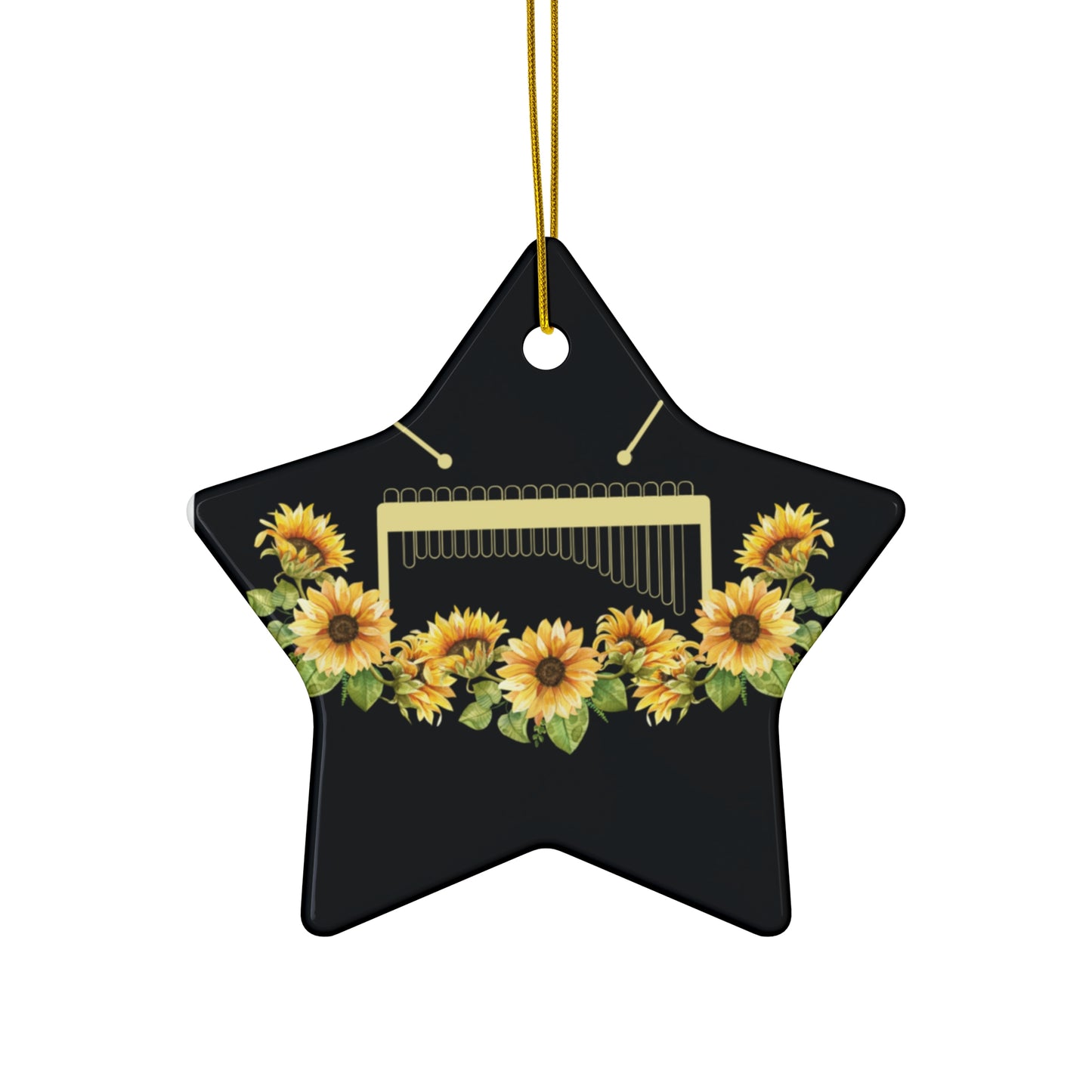 Marimba & sunflowers Ceramic Ornament, 4 Shapes