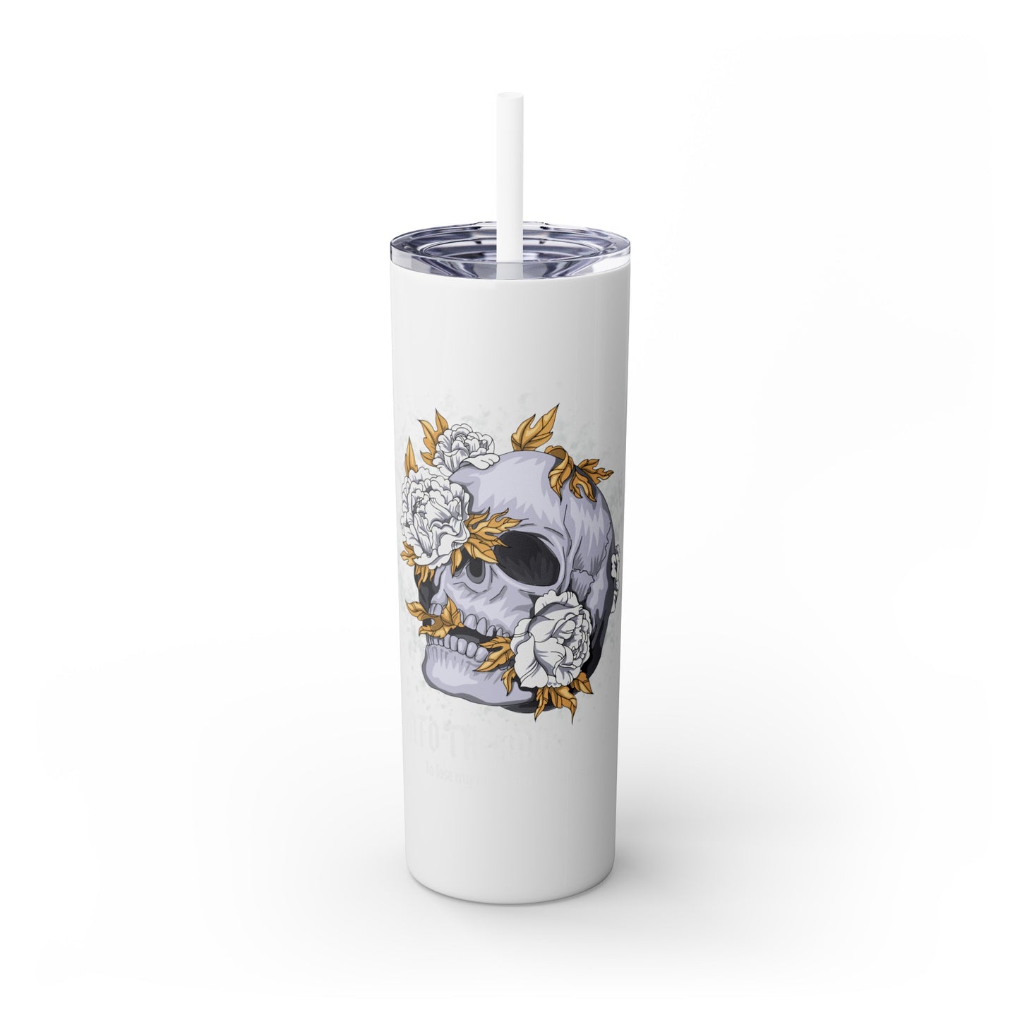 Cristal Skull Music  Skinny Tumbler with Straw, 20oz