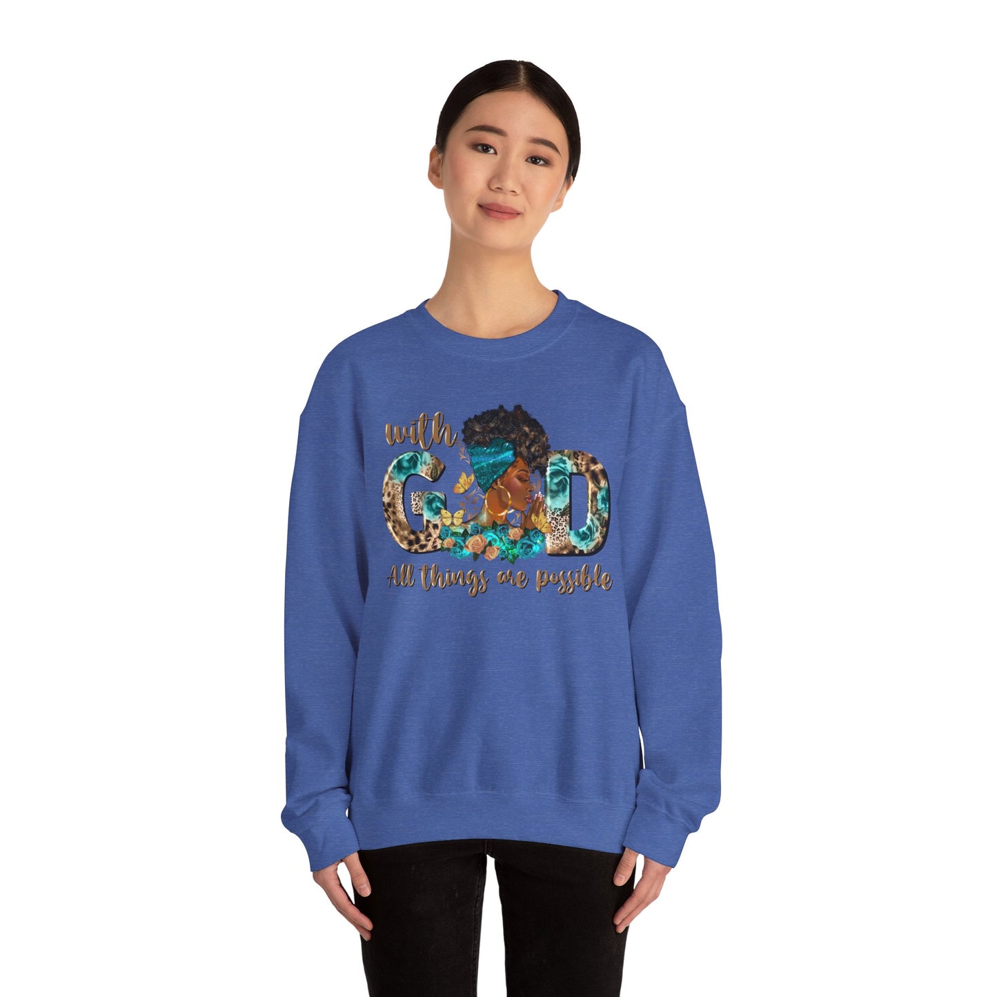 With God all things are possible Unisex Heavy Blend™ Crewneck Sweatshirt