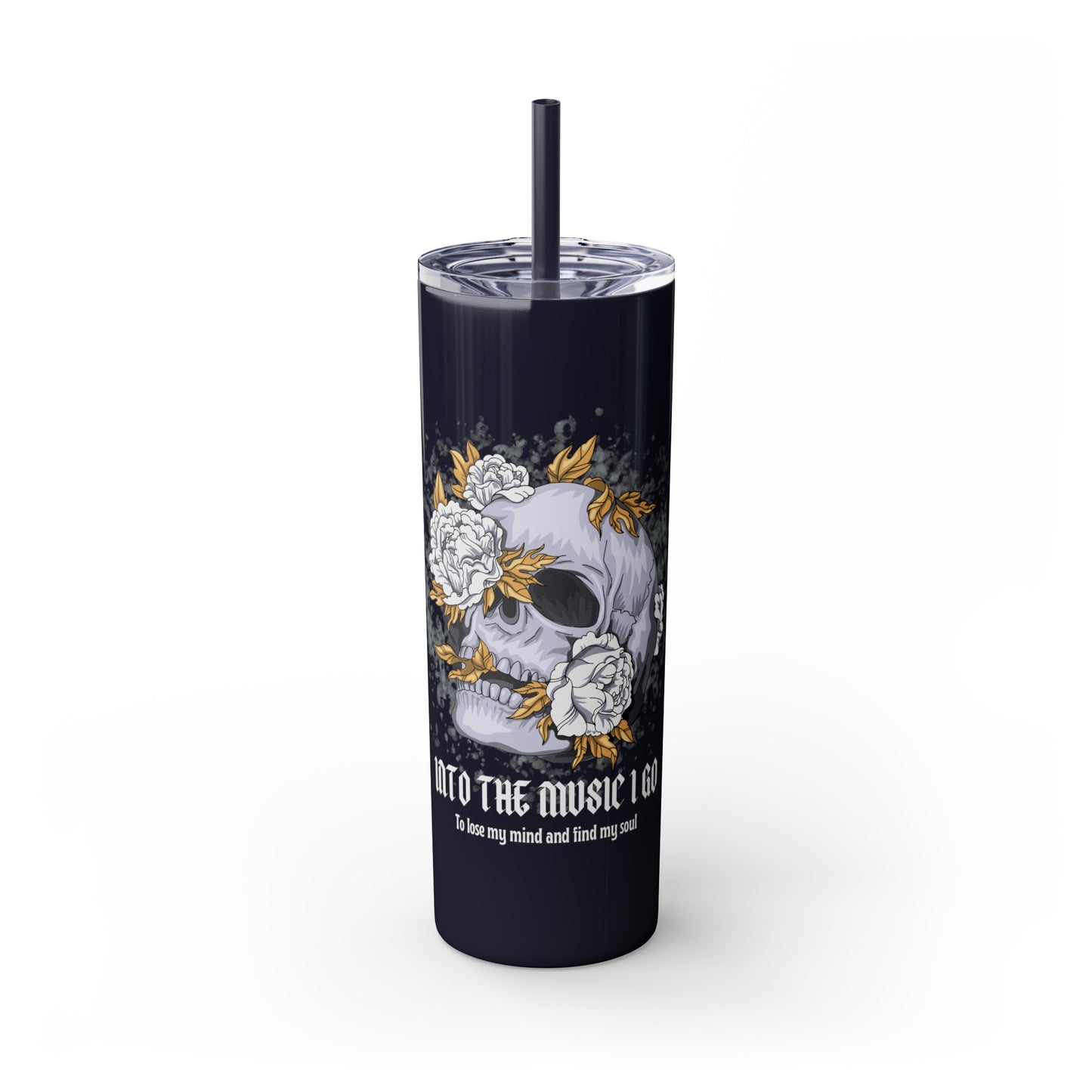 Cristal Skull Music  Skinny Tumbler with Straw, 20oz