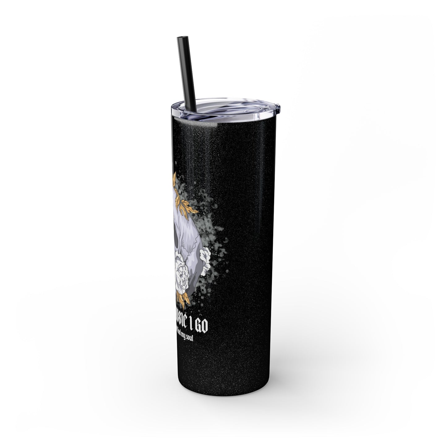 Cristal Skull Music  Skinny Tumbler with Straw, 20oz